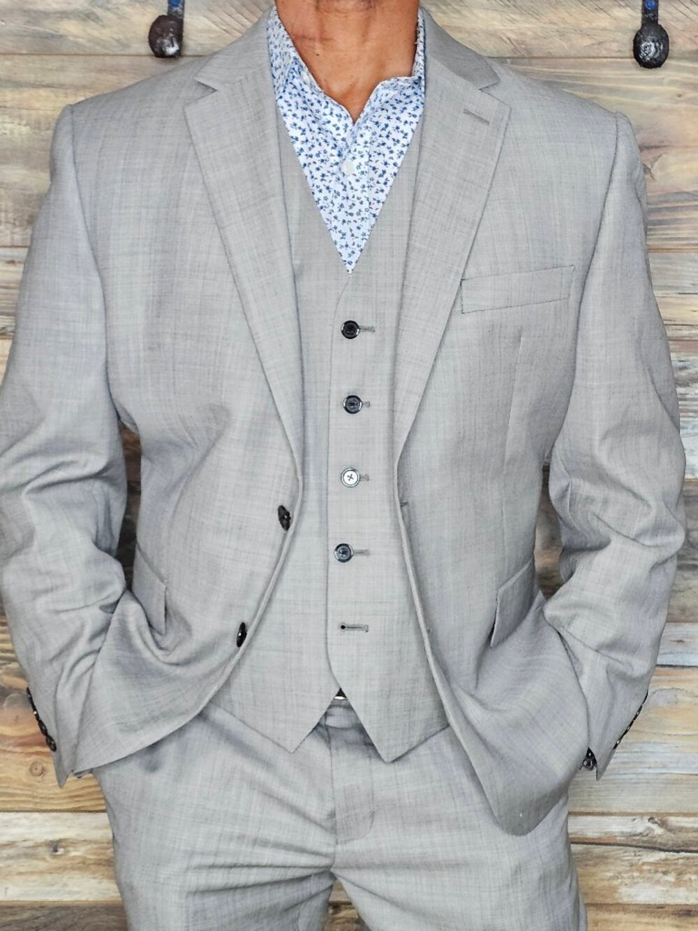 LkNw Ralph Lauren Black Label 3-PC Dual Vent Gray Wool Blend Suit 42S X 34W